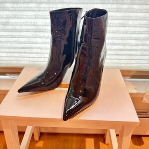 ZARA zip up boots. Black patent. Size 37